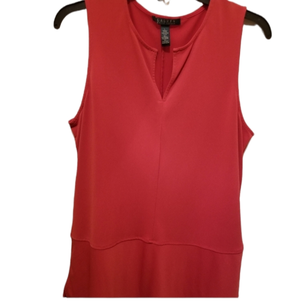 Lauren Ralph Lauren Top Red Sleeveless Blouse Size Large